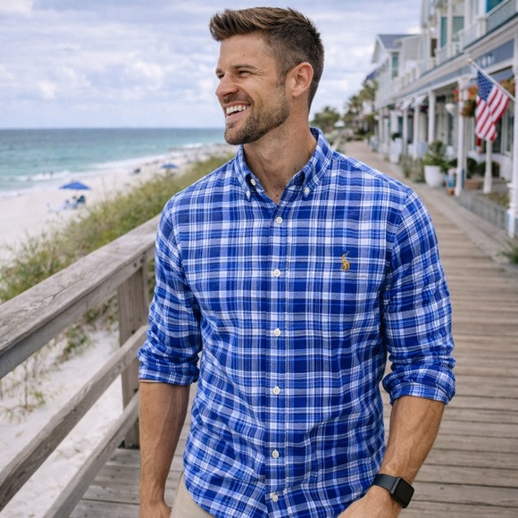 Ralph Lauren Blue Label Other - Ralph Lauren Slim Fit Stretch Oxford Button Up Down Mens Size Medium Dress Shirt